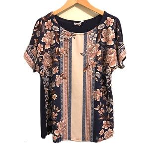Westport dressbarn blouse floral navy size S